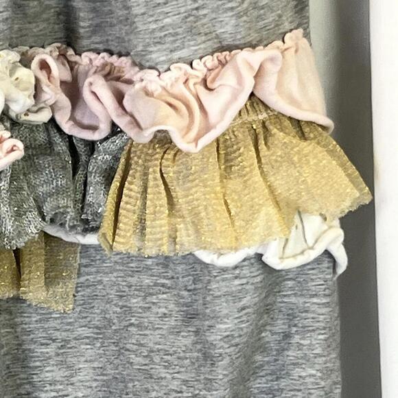 Mud Pie Baby Girl Darling Gray Ruffle Bubble Romper 12-18 Mo EUC SO CUTE - Picture 7 of 9